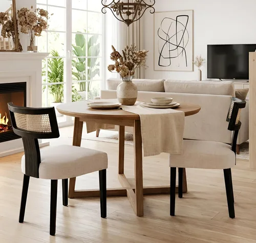 Miniatura 22 de Shunzhi Juego de 2 sillas de comedor modernas de mediados de siglo, sillas tapizadas de madera para comedor, sillas de cocina estilo granja, sillas