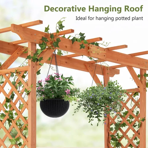 Miniatura 2 de S AFSTAR Cenador de jardín de madera de 84 pulgadas, arco de escalada de plantas, enrejado, pérgola, arco de boda para exteriores, patio, ceremonia