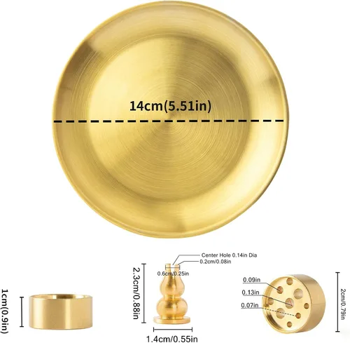 Miniatura 2 de Quemador de incienso 3 en 1 – Soporte de incienso de latón de 5.5 pulgadas para varillas de incienso/bobina de incienso/conos de incienso