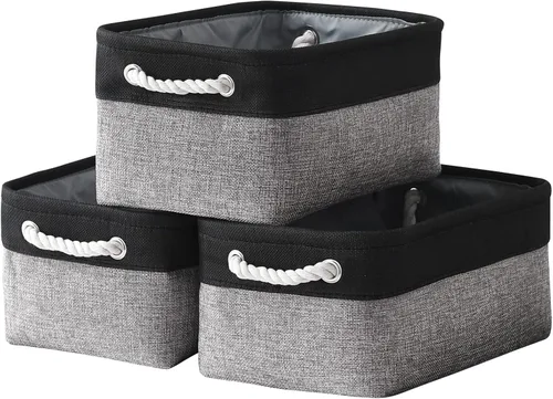 Miniatura 77 de TheWarmHome Contenedores de almacenamiento para estantes, tamaño mediano, 3 unidades, 13.8 pulgadas de largo x 9.8 pulgadas de ancho x 6.7 pulgadas