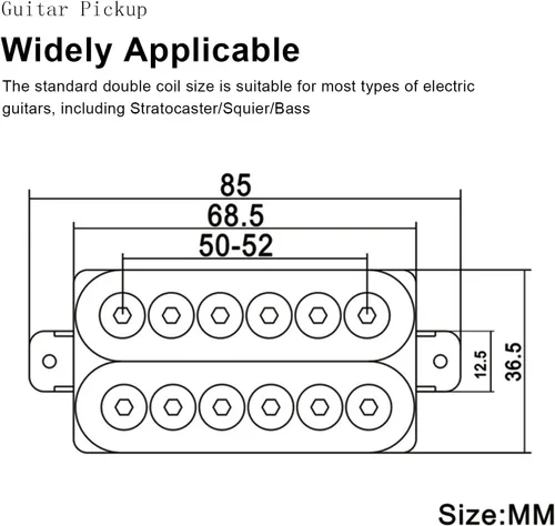 Miniatura 5 de SAPHUE Pastillas de guitarra eléctrica ajustables de bobina doble de metal Humbucker Punk para cuello/puente (Negro)