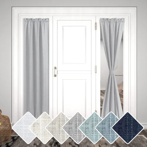 Miniatura 23 de KOUFALL Cortinas de luz lateral para puerta de 72 pulgadas de largo para ventanas laterales, mezcla de lino, protección de privacidad, filtrado