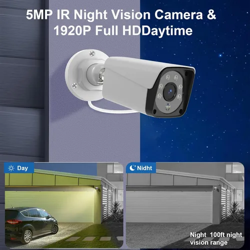 Miniatura 6 de Kit de sistema DVR de cámara de seguridad con cable H.265+ con detección AI de humanos y vehículos, 4x 1920P 5MP IP67 metálicas