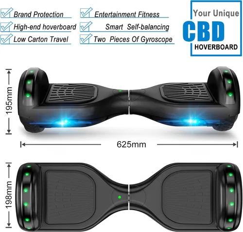 Miniatura 2 de CBD Scooter with Corlorful LED Lights,6.5" Wheels, Dual 300W Motor Scooter for Kids Girls Boys Adults, All Ages A02-Blanco