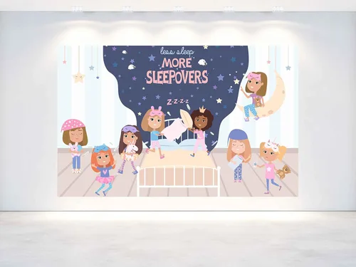 Miniatura 2 de Fondo de fiesta de pijamas: pancarta de fiesta de pijama de 7 x 5 pies para decoración de cumpleaños de niñas y fondo de cabina de fotos