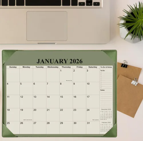 Miniatura 6 de Calendario de Escritorio 2026 con Alfombrilla de Escritorio, Calendario de Escritorio Pequeño de 18 Meses de Enero de 2026 a Junio de 2027, Verde