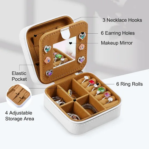 Miniatura 3 de Parima Joyero de viaje para niñas, joyero azul con inicial L, mini joyero de viaje para niñas, joyero para niñas, accesorios de viaje