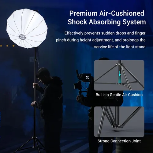 Miniatura 3 de SMALLRIG Soporte de luz para fotografía de 110 pulgadas/9.2 pies/280cm, soporte de trípode de aluminio acolchado con aire con tornillo de 1/4