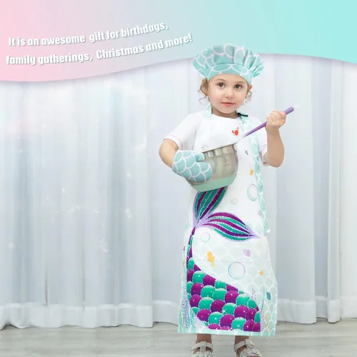 Miniatura 6 de Kids Apron Set with Pocket Adjustable Strap Baby Toddler Bib Apron