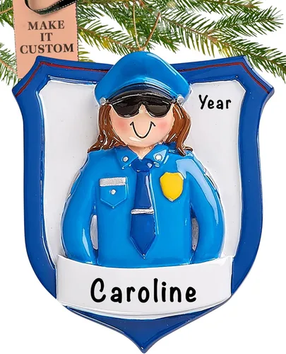 Miniatura 10 de Adorno personalizado de coche de policía 2026 Adornos de Navidad personalizados 24 horas, grabado con láser, para árbol Regalo de recuerdo