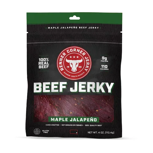 Miniatura 9 de Renner Corner Jerky's Maple Jalapeño Beef Jerky (2.5 onzas) - 100% natural, carne de res premium hecha a mano, fabricada en Dakota del Sur, sin