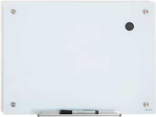 Miniatura 14 de U Brands Pizarra blanca magnética de vidrio, 24 x 36 pulgadas, superficie blanca esmerilada, sin marco, solo para uso con imanes de alta energía