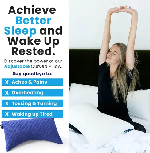 Miniatura 6 de Sidney Sleep Almohadas curvas ajustables para soporte de cuello y hombros con relleno extra triturado, almohada de contorno cervical para personas