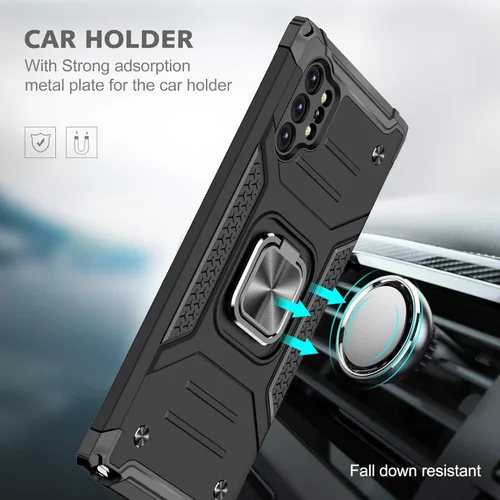 Miniatura 4 de Asuwish Funda para Samsung Galaxy Note 10 Plus Glaxay Note10+ 5G con protector de pantalla de vidrio templado y soporte de anillo para celular Negro