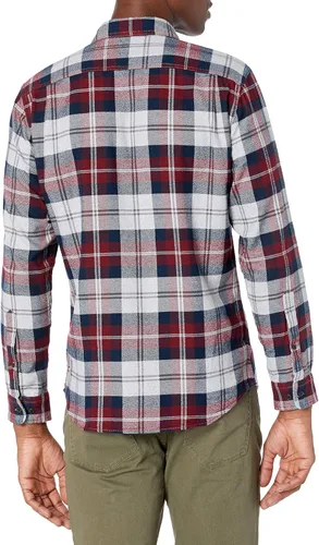 Miniatura 56 de Amazon Essentials Camisas de franela de manga larga para hombre, corte ajustado, a cuadros con botones