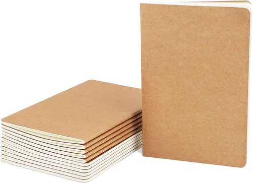 EUSOAR Cuaderno de papel kraft A5, paquete de 12 cuadernos de 5.5 x 8.3 pulgadas, 60 páginas de tapa suave, diario de viaje, cuaderno de dibujo,