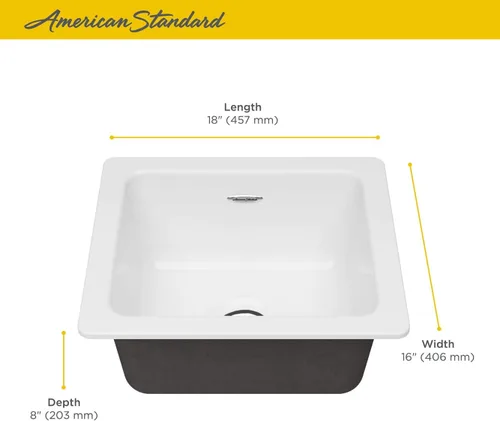 Miniatura 3 de American Standard 77SB16180.308 Delancey - Fregadero de cocina de hierro fundido (18 x 16 pulgadas), color blanco brillante