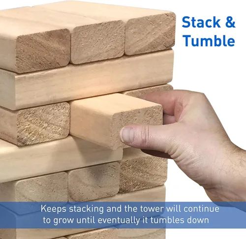 Miniatura 6 de easyGO grandes bloques de madera Stack & Tumble gigante Stacking & Tumble Tower Juego, Stacks a más de 4 pies de altura.
