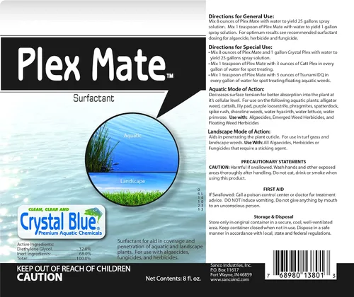 Miniatura 4 de Crystal Blue Tsunami DQ Herbicida acuático Cuarto de galón y Plex Mate Surfactante para herbicidas 8 onzas