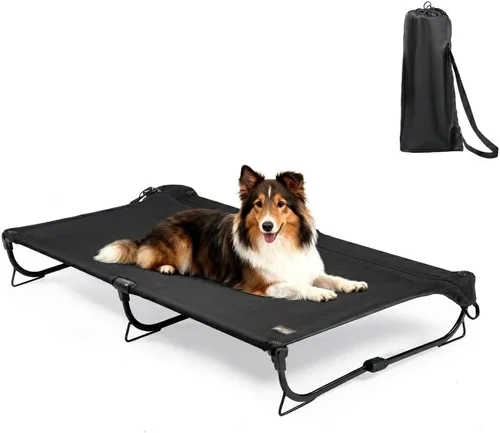 CANINE CANYON Folding Raised Dog Cot, Large Outdoor Elevated Dog Bed, Cooling Chew Proof Pet Cots Bed, Portable, Heavy Duty Up to 160 lbs, Pet Cot