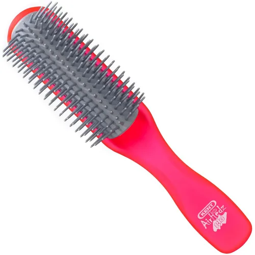 Miniatura 9 de Kent AHGLO01 Airhedz Glo Blue Cepillo de pelo desenredante estrecho medio redondo – 9 filas iónico antiestático no rayado largo cerdas de nailon