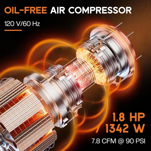 Miniatura 3 de Albott Compresor de aire vertical de 20 galones, compresor de aire eléctrico de 1.8 HP con motor de cobre, 120 PSI máximo, tanque ultra silencioso