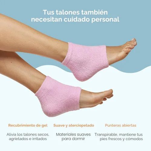 Miniatura 5 de ZenToes Calcetines de talón hidratante, 2 pares de calcetines de spa con forro de gel para curar y tratar talones secos y agrietados mientras Rosa