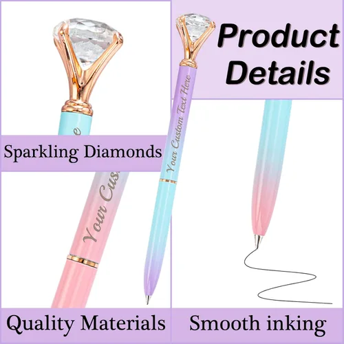 Miniatura 4 de Bolígrafos personalizados con punta de lápiz capacitivo, bolígrafo de diamante con nombre grabado personalizado, grabado gratis, logotipo Estilo 3