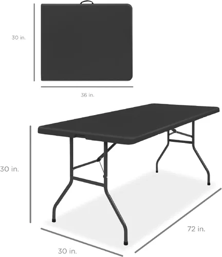 Miniatura 2 de Best Choice Products Mesa plegable de plástico de 6 pies, para interiores y exteriores, resistente, portátil, con asa, seguro para picnic, fiesta