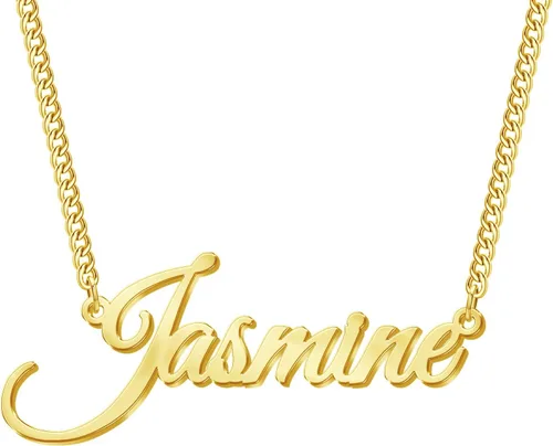 Novgarden Collar con nombre personalizado, chapado en oro de 18 quilates, collar con nombre personalizado con placa de nombre, regalo de joyería