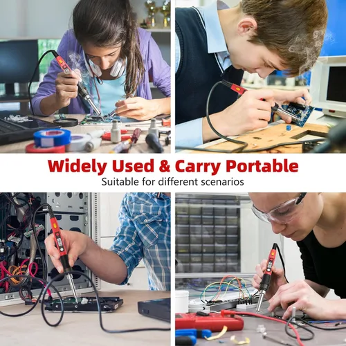 Miniatura 6 de Kit de soldador, soldadores digitales LCD de 80 W 110 V, herramientas de soldadura portátiles con calentador de cerámica, preciso 356°F-896°F