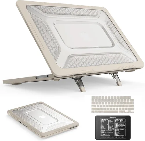 SEYMAC stock Funda para MacBook Air de 13.6 pulgadas, protección contra golpes con soporte plegable y alfombrilla para mouse para MacBook Air de