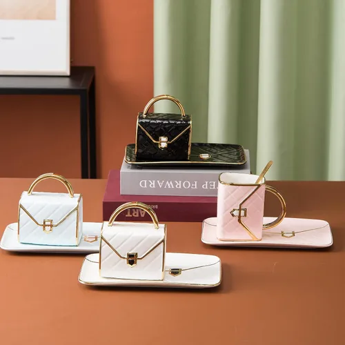 Miniatura 9 de Juego de tazas de café en forma de bolsa, tazas de té y platillos, juego de tazas de taza, tazas de espresso para amigos, mamá, boda, fiesta, hogar