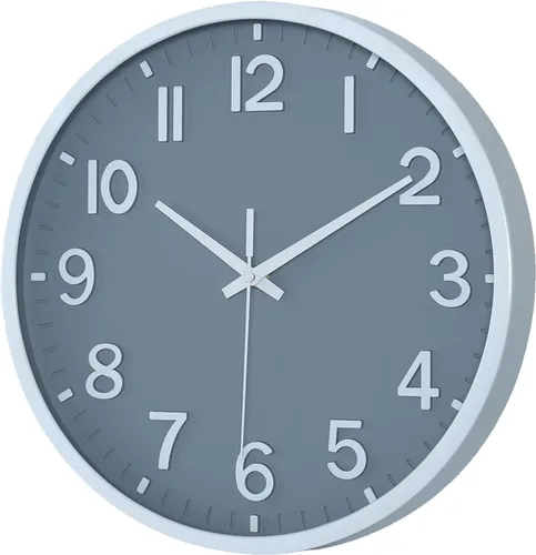 Miniatura 2 de Relojes de pared Moiubik operados con pilas, reloj de pared moderno de 8 pulgadas, silencioso, sin tictac, para decoración de sala de estar, Gris