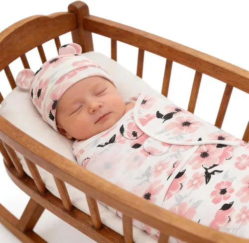 Miniatura 3 de Juego de saco de dormir para bebé con gorro para bebés de 0 a 3 meses, paquete de 3 unidades, algodón suave para recién nacidos, para niñas y niños