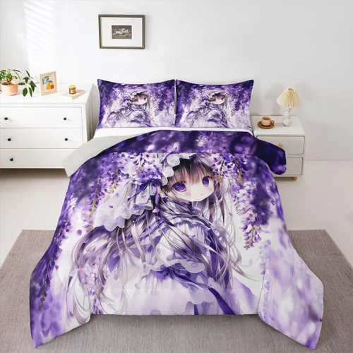 Miniatura 15 de Erosebridal Edredón de sirena azul para niñas, ropa de cama de unicornio lindo de 3 piezas para niños, juegos de ropa de cama y colecciones