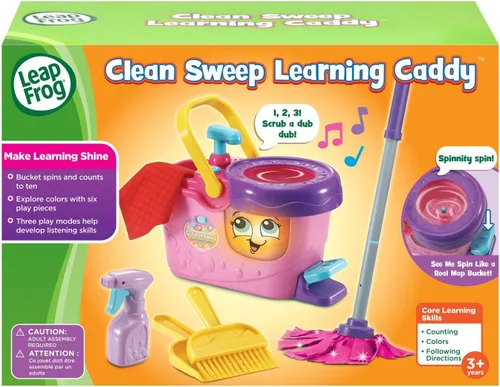 Miniatura 7 de LeapFrog Clean Sweep Learning Caddy, Juego de Juguetes de Limpieza con Trapeador y Escoba para Niños de 3 a 5 Años, Rosa