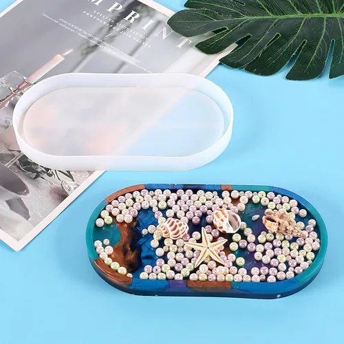 Miniatura 6 de Molde de resina para platos, molde de plato de baratija, molde ovalado de silicona, molde de bandeja de silicona, bandeja de joyería para baratijas