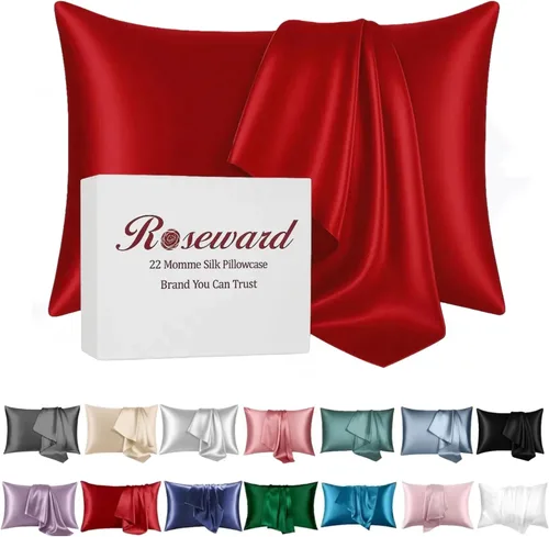 Miniatura 19 de Funda de almohada de seda morada para cabello y piel fabricada en EE. UU., fundas de almohada de seda pura de 22 mommes Queen con cremallera, grado