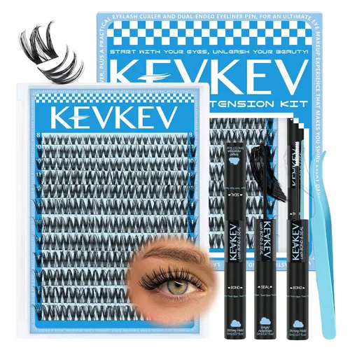 Miniatura 12 de KEVKEV Racimos de pestañas 144 unidades, racimos de pestañas naturales tenues, extensión de pestañas de banda fina y suave, mezcla de longitudes