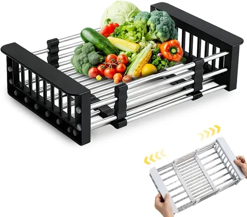 Miniatura 2 de SUNKIM Extend - Cesta de drenaje para fregadero de cocina, 2026, nuevo fregadero de cocina retráctil, escurridor de platos ajustable con cesta