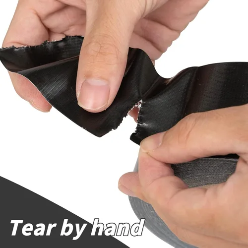 Miniatura 4 de Cinta adhesiva negra de 4 pulgadas, paquete de 4 cintas adhesivas resistentes, totales de 220 yardas, 8.3 mil de grosor, fuerte, flexible, sin Negro
