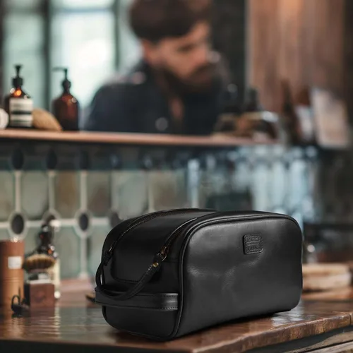 Miniatura 7 de LEATHER VILLAGE - Bolsa de viaje para artículos de tocador de cuero premium con forro impermeable Kit de neceser vintage hecho a mano