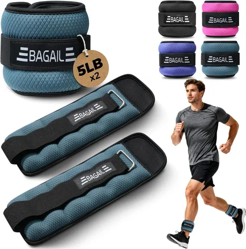 Miniatura 25 de BAGAIL Pesas de tobillo para mujeres y hombres, un par de pesas de 1/2/4/6/8/10 libras con diseño elegante y ajuste seguro para caminar, correr