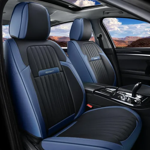 Miniatura 45 de Coverado Juego completo de fundas de asiento de automóvil, fundas de asiento negras para asientos delanteros y traseros de automóvil, protector