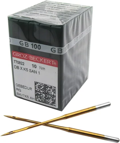 GROZ-BECKERT - Aguja en caja de plástico transparente ckpsms – 100 agujas Groz Beckert DBXK5 SAN1 GEBEDUR para máquina de bordar industrial con