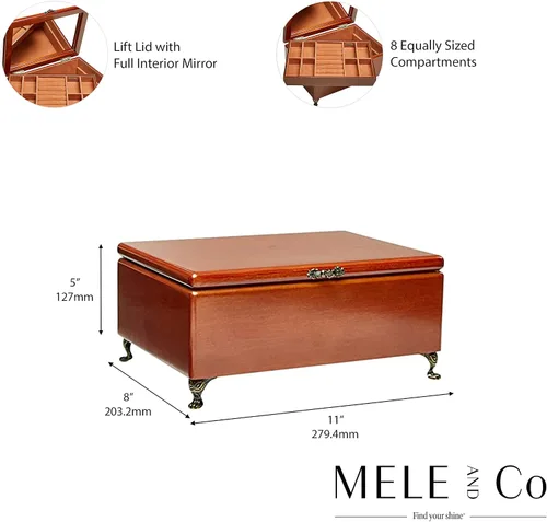 Miniatura 3 de Mele & Co. Kinsley - Joyero de madera, anillo, collar y organizador de pendientes (acabado de nogal)