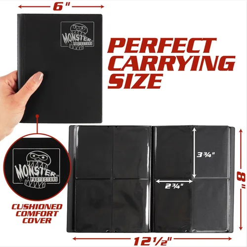 Miniatura 3 de Monster - Carpeta para tarjetas coleccionables de 4 bolsillos, álbum Holofoil negro, protección TCG antirrobo y anticaídas con bolsillos laterales