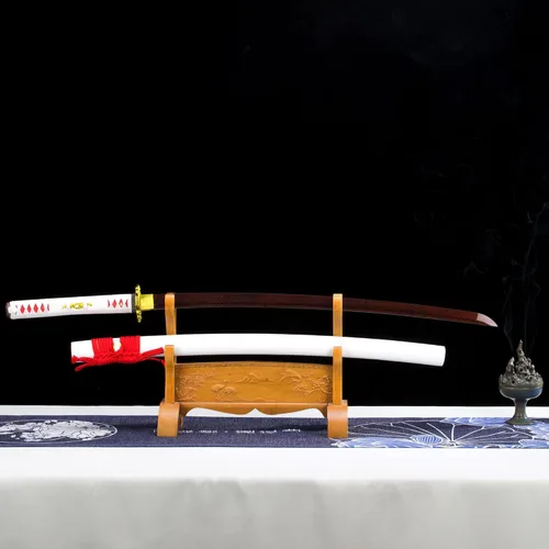 Miniatura 6 de Espada Katana Japonesa Samurai Hecha a Mano con Saya de Madera de Rayskin Dura, Puede Cortar Bambú
