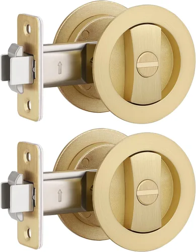 Miniatura 21 de EHOMEWARE 1 paquete de herrajes para puerta de bolsillo negro mate, manijas de puerta de bolsillo empotradas, cerradura de puerta de bolsillo